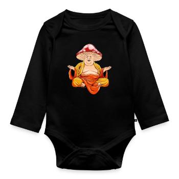 Hippie Mushrooms Shrooms Psychedelic Mushroomhead - Organic Longsleeve Baby Bodysuit - black - Front