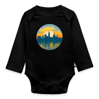Potsdam Skyline - Organic Longsleeve Baby Bodysuit - black - Front