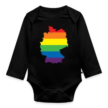 Rainbow Connection Embrace, Happy Pride - Baby Bio-Langarm-Body - Schwarz - Vorne