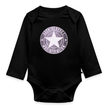 SEEK RESPECT stern pink frauenpower - Organic Longsleeve Baby Bodysuit - black - Front