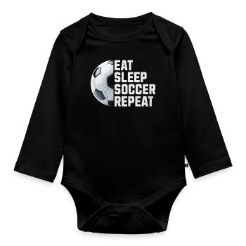 MANGEZ DORMIR SOCCER RÉPÉTER - Body Bébé bio manches longues - noir - Devant