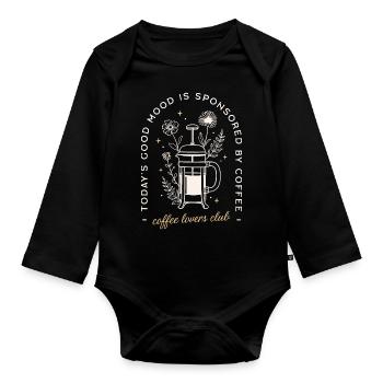 Coffee lovers club funny quotes - Organic Longsleeve Baby Bodysuit - black - Front