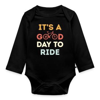 C’est une bonne journée pour faire du vélo Amateur de vélo - Body Bébé bio manches longues - noir - Devant