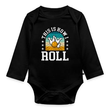 Voici comment je roule le design rétro pour les quilleurs sportifs - Body Bébé bio manches longues - noir - Devant