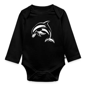 Dolphin - Organic Longsleeve Baby Bodysuit - black - Front