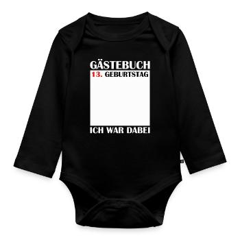 13th Birthday Girl 13 Years Boy Gift - Organic Longsleeve Baby Bodysuit - black - Front