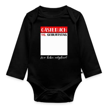 16e anniversaire fille 16 ans garçon cadeau - Body Bébé bio manches longues - noir - Devant