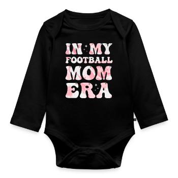 À l’époque de ma maman de football, maman de football colorée - Body Bébé bio manches longues - noir - Devant