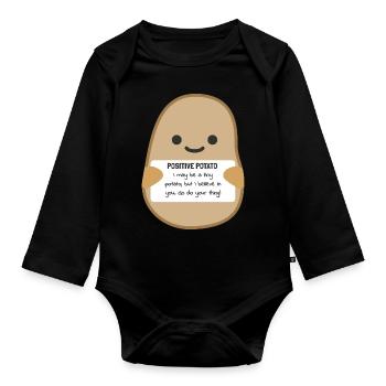 Positive Potato Lebensfreude Lebensgefühl Freude - Baby Bio-Langarm-Body - Schwarz - Vorne