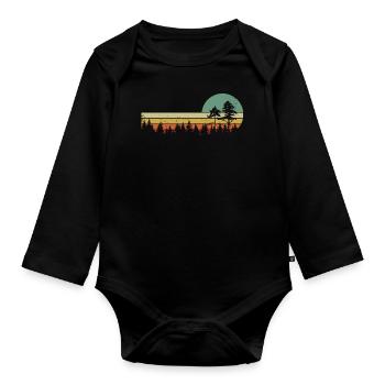 Wald Natur Wildnis Bäume Naturliebhaber - Baby Bio-Langarm-Body - Schwarz - Vorne