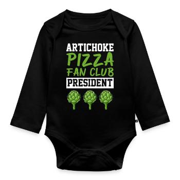 artichoke pizza fan club president Design - Baby Bio-Langarm-Body - Schwarz - Vorne