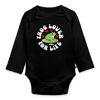 Frog Lover For Life Heart Amphibian Catching - Baby Bio-Langarm-Body - Schwarz - Vorne