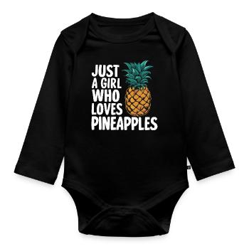 Ananas Fruit tropical hawaïen - Body Bébé bio manches longues - noir - Devant