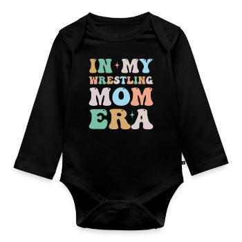 In My Wrestling Mom Era Groovy Retro - Organic Longsleeve Baby Bodysuit - black - Front