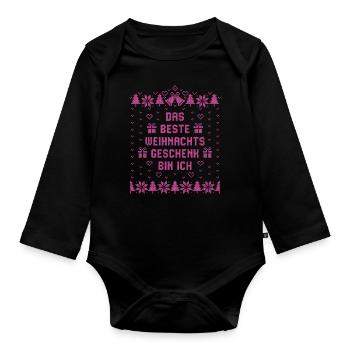 Das beste Weihnachtsgeschenk bin ich - Weihnachten - Baby Bio-Langarm-Body - Schwarz - Vorne
