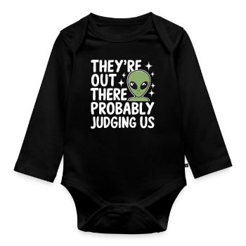 Alien UFO Aliens Außerirdischer - Baby Bio-Langarm-Body - Schwarz - Vorne