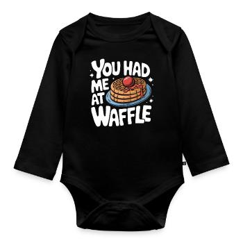 Waffeln Frühstück Süßigkeiten - Baby Bio-Langarm-Body - Schwarz - Vorne