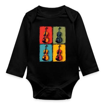 alto, alto, altiste, art rétro, art - Body Bébé bio manches longues - noir - Devant