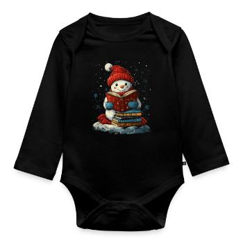 Snowman Christmas Decoration Women Men Children - Organic Longsleeve Baby Bodysuit - black - Front