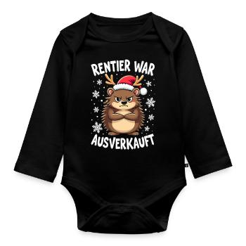 Igel Rentier war ausverkauft - Baby Bio-Langarm-Body - Schwarz - Vorne