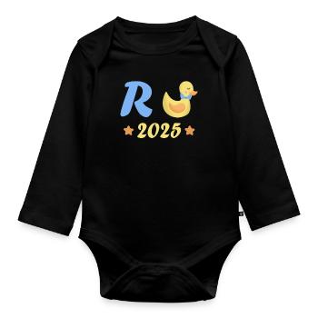 Duck Pension 2025 Pension Retirement Grandpa Grandma Pensioner - Organic Longsleeve Baby Bodysuit - black - Front