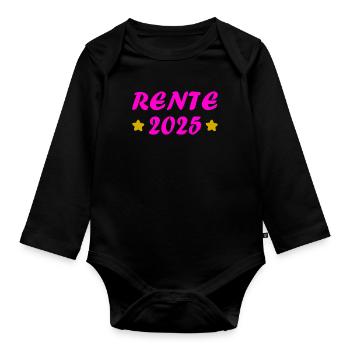 Pension 2025 Cadeau Pension 2025 Retraite Papy Mamie - Body Bébé bio manches longues - noir - Devant