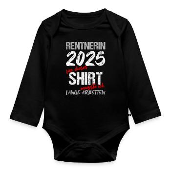 Pension 2025 Cadeau Pension 2025 Retraite Grand-mère - Body Bébé bio manches longues - noir - Devant