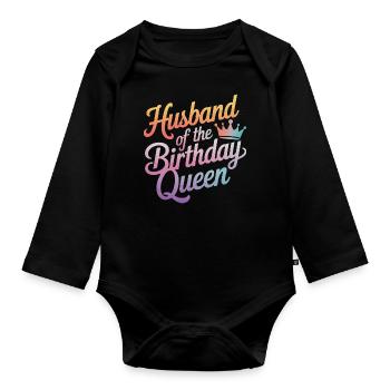 Husband, Spouse, Family, Wedding - Organic Longsleeve Baby Bodysuit - black - Front