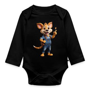 Cute animal - Organic Longsleeve Baby Bodysuit - black - Front