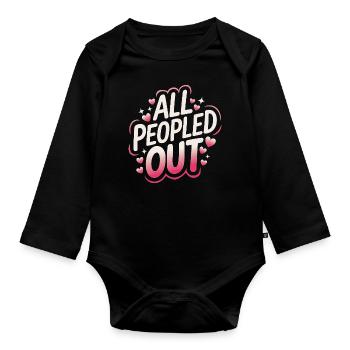 Introvert, antisocial, introvert - Organic Longsleeve Baby Bodysuit - black - Front