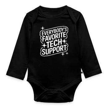 Technischer Support Computerfreak Nerd - Baby Bio-Langarm-Body - Schwarz - Vorne