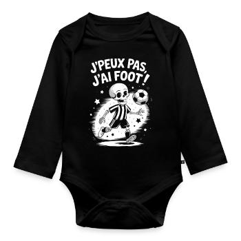 J' peux pas j'ai foot ! - Body Bébé bio manches longues - noir - Devant