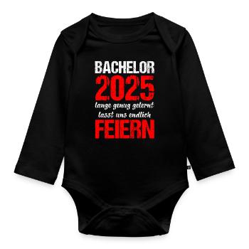 Bachelor 2025 Assez appris Cadeau Etudiant Uni - Body Bébé bio manches longues - noir - Devant