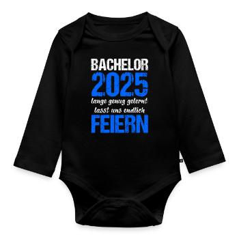 Bachelor 2025 Assez appris Cadeau Etudiant Uni - Body Bébé bio manches longues - noir - Devant