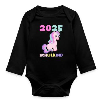 School Child 2025 Young Girls School Enrollment 2025 Decoration - Organic Longsleeve Baby Bodysuit - black - Front