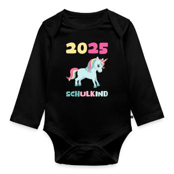 Écolier 2025 Inscription des jeunes filles à l’école 2025 Décoration - Body Bébé bio manches longues - noir - Devant