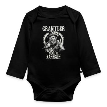 Grantler Grantig Bairischen Dialekten Bayern - Baby Bio-Langarm-Body - Schwarz - Vorne