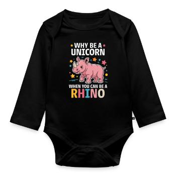 Rhino Disant Rhinos Drôle Rhino Cadeau - Body Bébé bio manches longues - noir - Devant