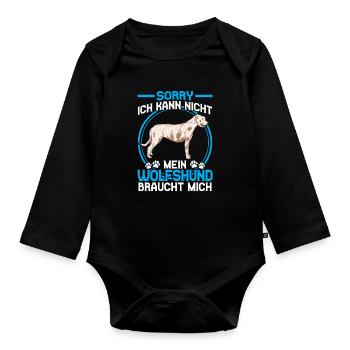 Irish Wolfhound a besoin de moi - Body Bébé bio manches longues - noir - Devant
