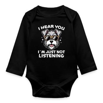 Schnauzer disant drôle de cadeau de schnauzer - Body Bébé bio manches longues - noir - Devant