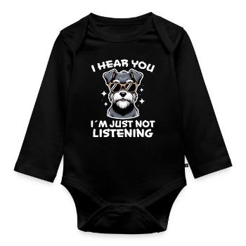 Schnauzer disant drôle de cadeau de schnauzer - Body Bébé bio manches longues - noir - Devant
