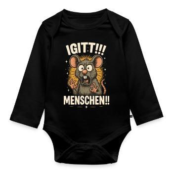 Yuck, I hate people, funny sayings - Organic Longsleeve Baby Bodysuit - black - Front