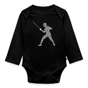 Fechter Fechtkunst Typografie Kinder Herren Jungen - Baby Bio-Langarm-Body - Schwarz - Vorne