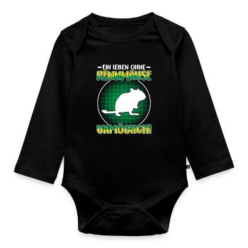 Life without gerbil Rodent Gerbil - Organic Longsleeve Baby Bodysuit - black - Front