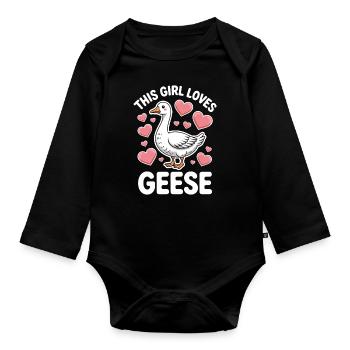 Gans Spruch Mädchen Gänse Lustiges Gans Geschenk - Baby Bio-Langarm-Body - Schwarz - Vorne