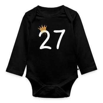 27 - Organic Longsleeve Baby Bodysuit - black - Front
