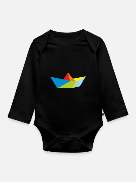 Origami Traumschiff Schiff Schifffahrt Geschenk - Baby Bio-Langarm-Body - Schwarz