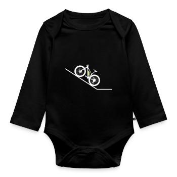 Ebike mountain bike Ooohh EASY design color selectable - Organic Longsleeve Baby Bodysuit - black - Front