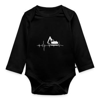 Bauarbeiter Bagger Baustelle Gerüstbau Jungs Mann - Baby Bio-Langarm-Body - Schwarz - Vorne