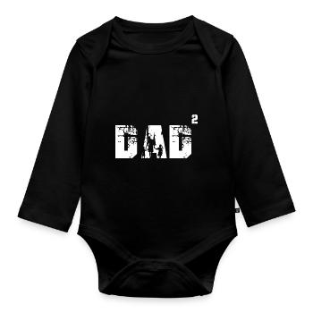 Father two children Daughter Son Funny Dad - Organic Longsleeve Baby Bodysuit - black - Front